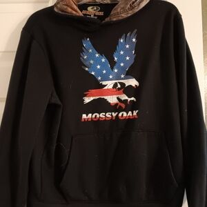 Mossy Oak Black Hoodie Camo/ with Americnlan Flag  Patriotic Eagle